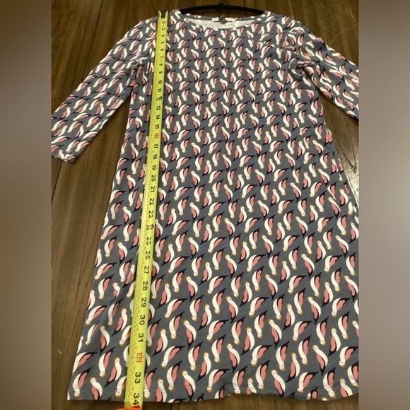 Boden Cotton mini Dress 3/4 sleeve Cockatoo Bird Novelty Print Fun Dress Size 2 - Picture 4 of 8